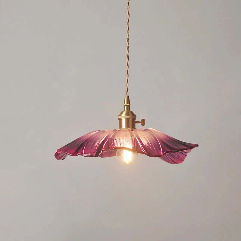 Classic Copper & Glass Floral Pendant Lamp