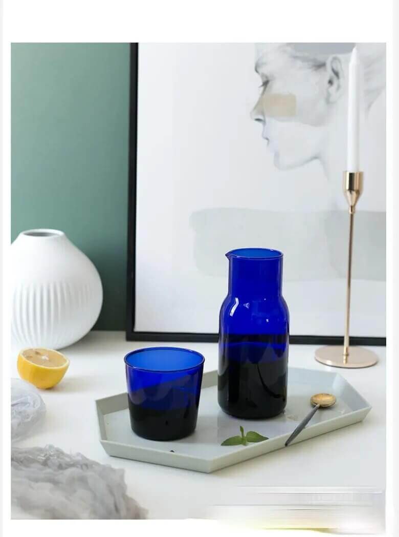 2pc/set Colourful bedside glass and Carafe