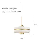 Milky Glass Gold Art Deco pendant light showcasing iron and glass design, dimensions 30cm x 34cm, perfect for modern decor.