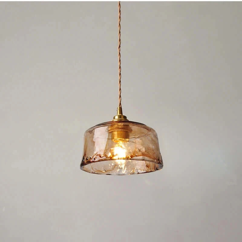 Classic Copper & Glass Floral Pendant Lamp