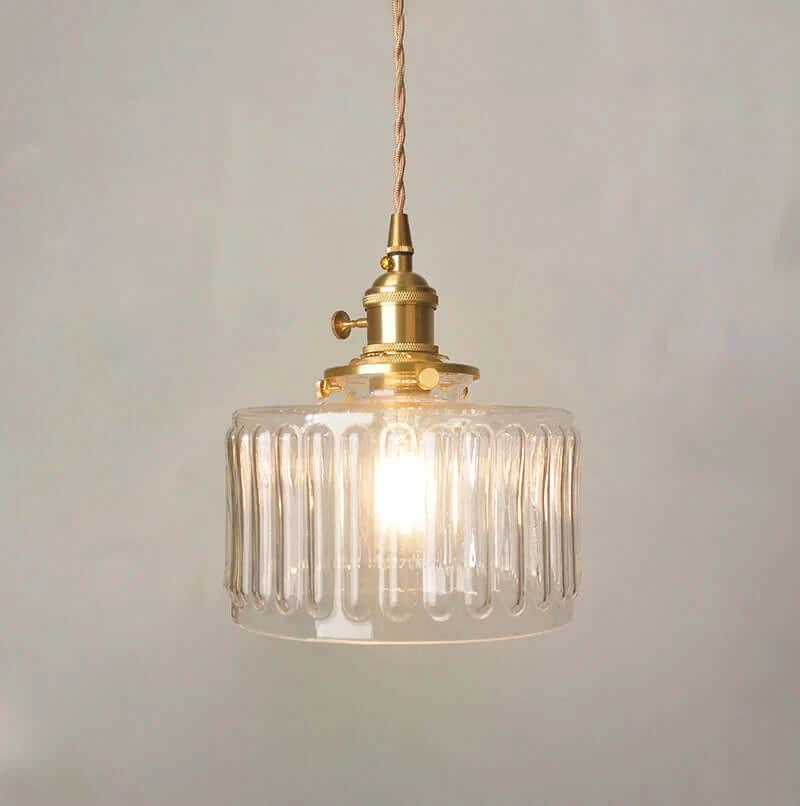 Classic Copper & Glass Floral Pendant Lamp