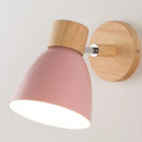 Modern Sconce With Switch – stylish wall-mounted light fixture in pink and wood design