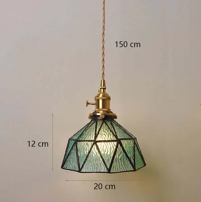 Classic Copper & Glass Floral Pendant Lamp