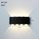 Bathroom Modern Waterproof LED Wall Lamp - Black or White with Gold IP65 in black finish illuminating a wall.