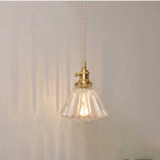 Classic Copper & Glass Floral Pendant Lamp
