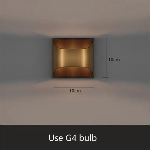 Exquisite Lobby Copper Luxury Wall Lamp! dimensions of 10cm x 10cm and recommended G4 bulb for optimal lighting.
