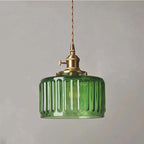 Classic Copper & Glass Floral Pendant Lamp