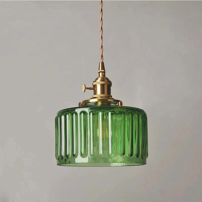 Classic Copper & Glass Floral Pendant Lamp