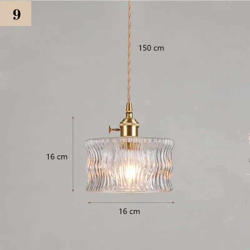 Classic Copper & Glass Floral Pendant Lamp
