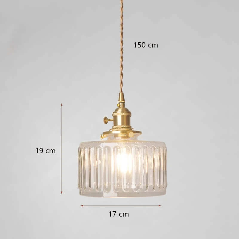 Classic Copper & Glass Floral Pendant Lamp