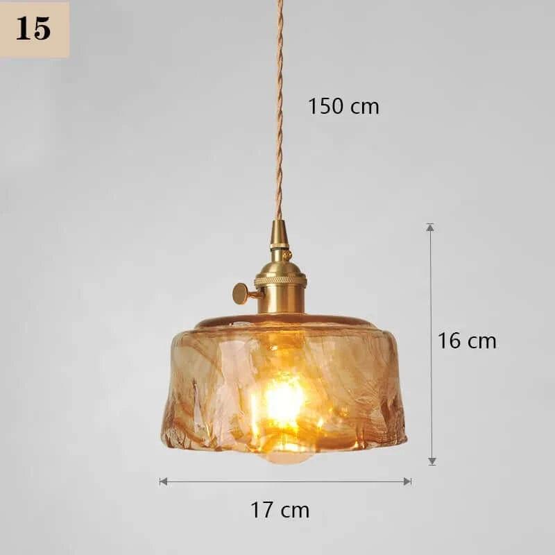 Classic Copper & Glass Floral Pendant Lamp