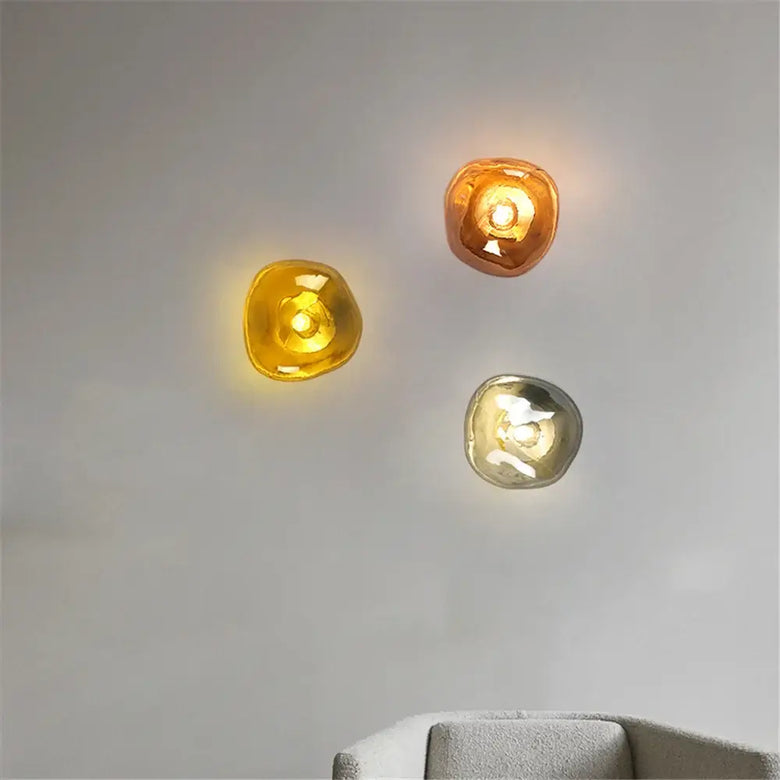 Lava Glass Wall Lamp showcased on a wall, featuring warm and inviting lighting accents.