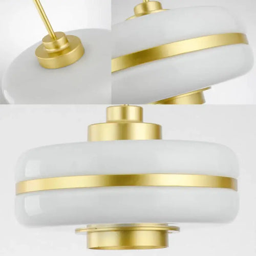 Milky Glass Gold Art Deco pendant light showcasing frosted glass and brass design for timeless elegance.