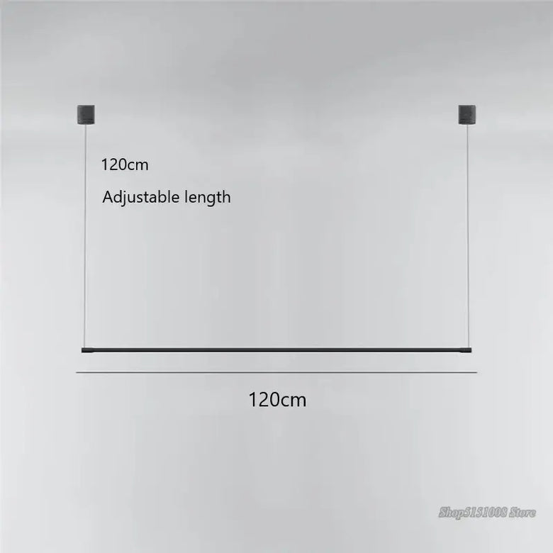 Super Simple Line Lighting | Modern LED Pendant Lamp, 120cm adjustable length design diagram.