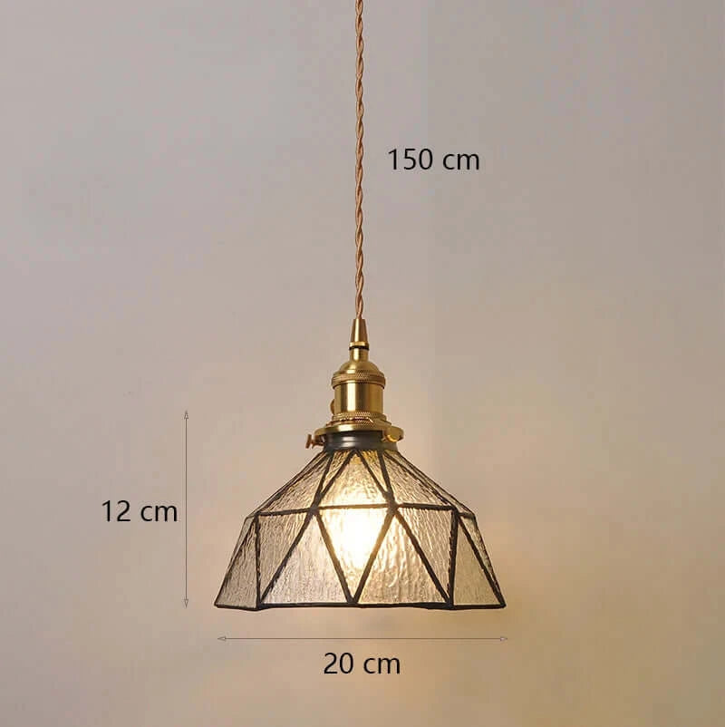 Classic Copper & Glass Floral Pendant Lamp