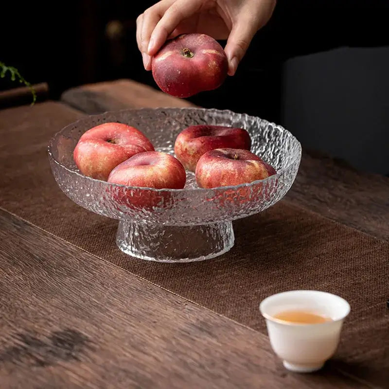 Bowls, Bowls, Bowls, Modern Stone Grain Textured Glass Fruit Tray - Elevated Design