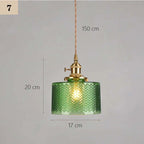 Classic Copper & Glass Floral Pendant Lamp