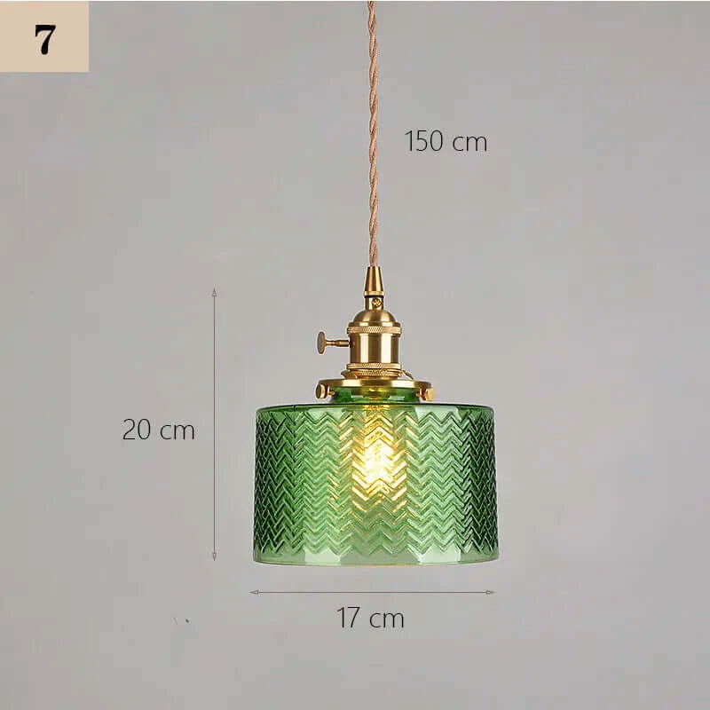 Classic Copper & Glass Floral Pendant Lamp