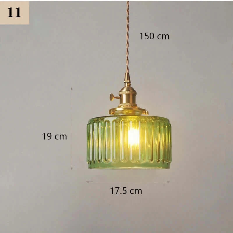 Classic Copper & Glass Floral Pendant Lamp