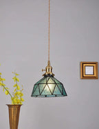 Classic Copper & Glass Floral Pendant Lamp