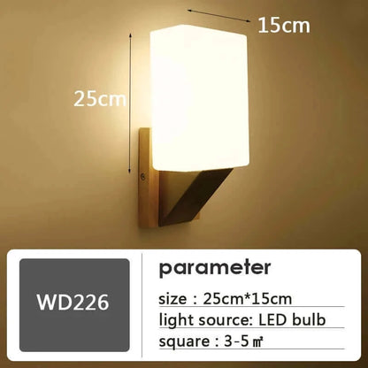 Wall Light Fixtures, Wall Light Fixtures, Wall Light Fixtures, Wood and Frosted Glass Japanese Minimalist Sconces