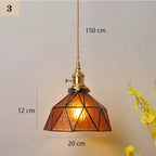 Classic Copper & Glass Floral Pendant Lamp