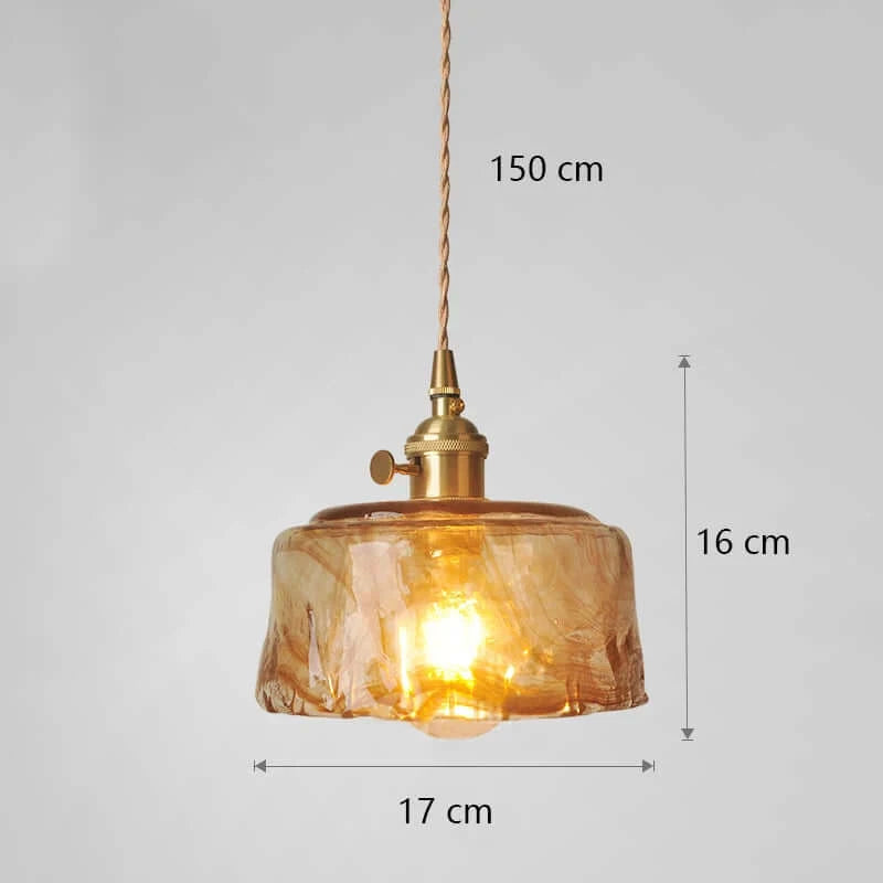 Classic Copper & Glass Floral Pendant Lamp