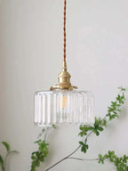 Classic Copper & Glass Floral Pendant Lamp