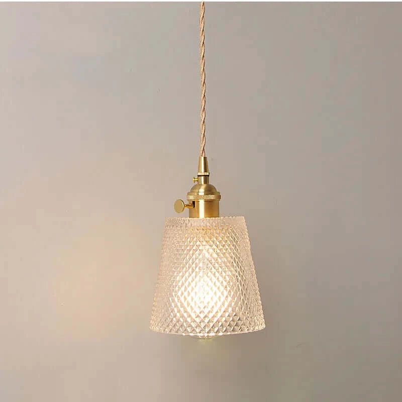 Classic Copper & Glass Floral Pendant Lamp