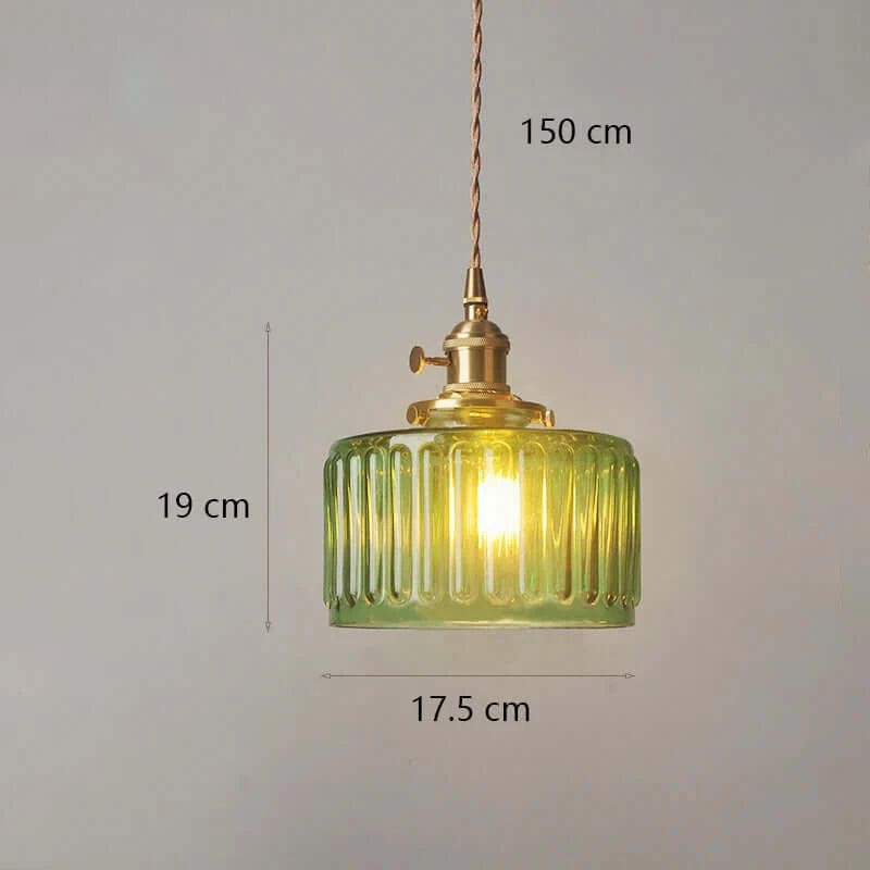 Classic Copper & Glass Floral Pendant Lamp