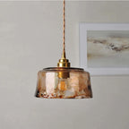 Classic Copper & Glass Floral Pendant Lamp