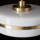 Milky Glass Gold Art Deco pendant light with frosted glass and brass accents