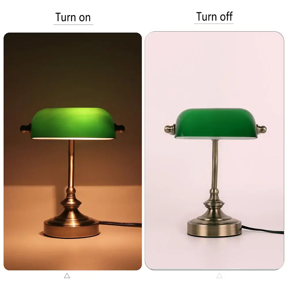 Chic Retro Desk Lamp - Green Lampshade, Portable
