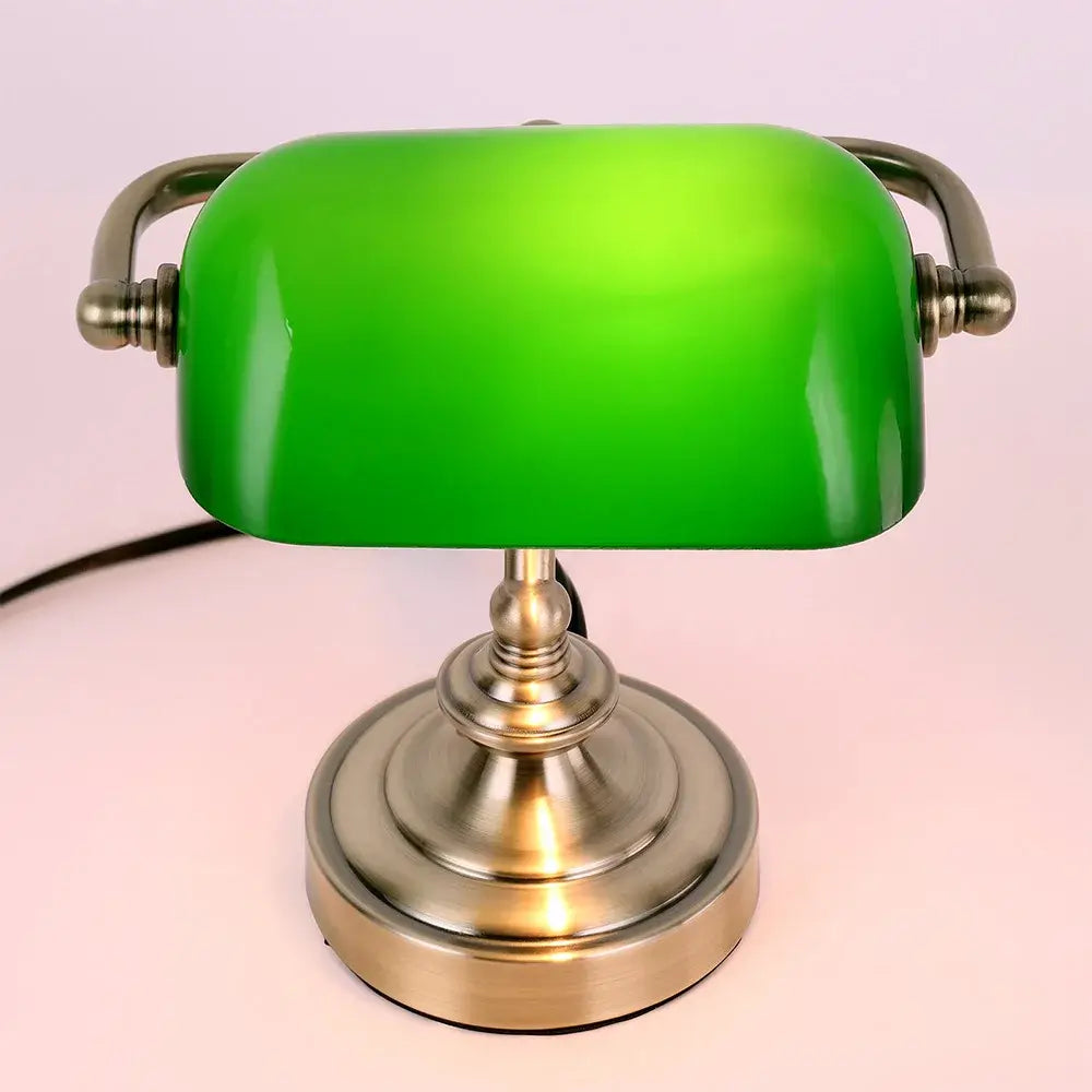 Chic Retro Desk Lamp - Green Lampshade, Portable