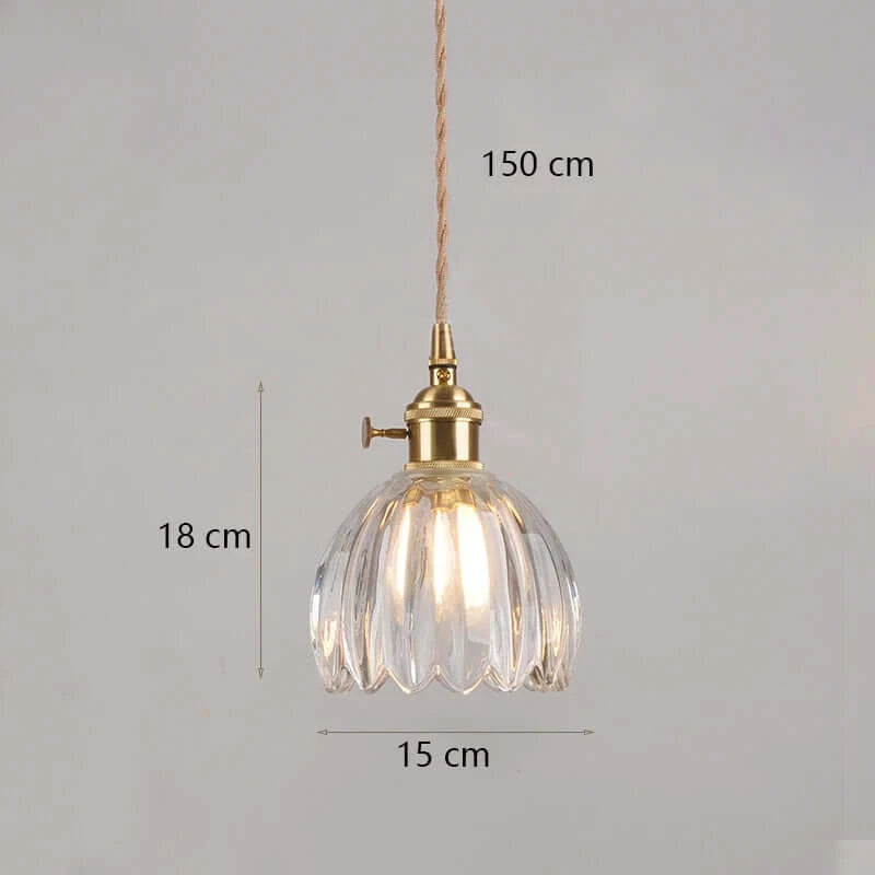 Classic Copper & Glass Floral Pendant Lamp