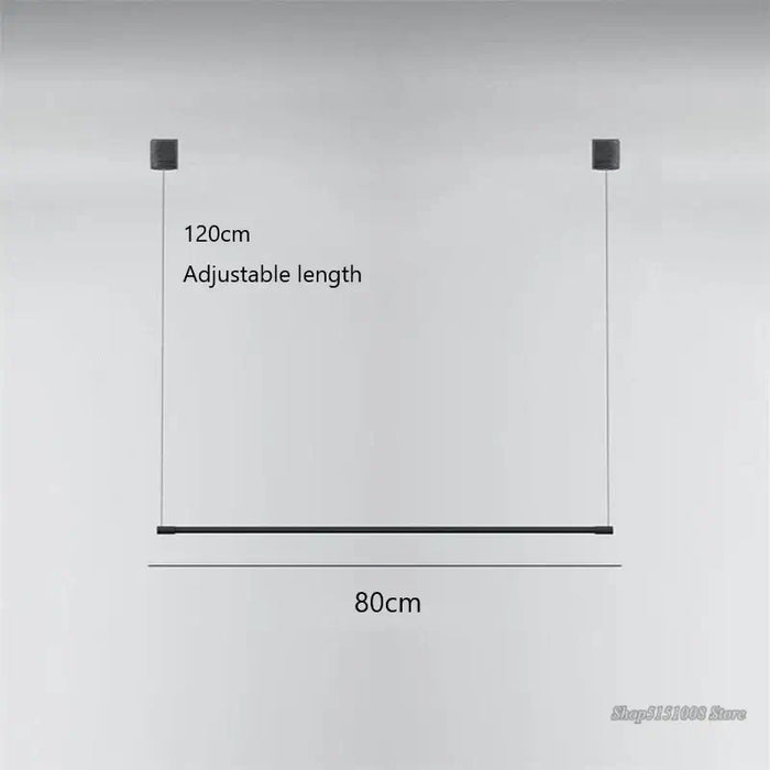 Super Simple Line Lighting | Modern LED Pendant Lamp dimensions showing 120cm adjustable height and 80cm width.