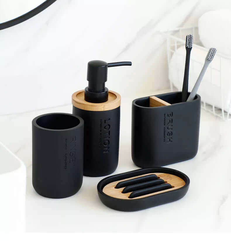 Elegant Designer Bathroom Accessories Set – Sleek & Modern Black or White