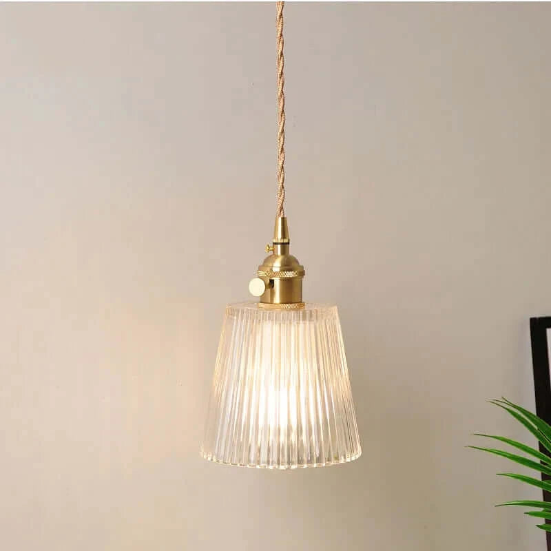 Classic Copper & Glass Floral Pendant Lamp