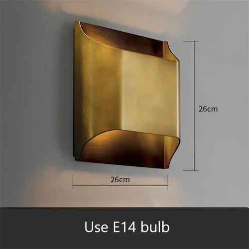 Exquisite Lobby Copper Luxury Wall Lamp! Dimensions: 26cm x 26cm, suitable for E14 bulb use.