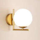 Gold Wall Light with white globe shade providing modern elegance for interior decor.