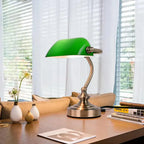 Chic Retro Desk Lamp - Green Lampshade, Portable