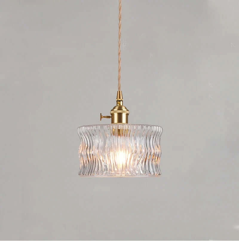 Classic Copper & Glass Floral Pendant Lamp