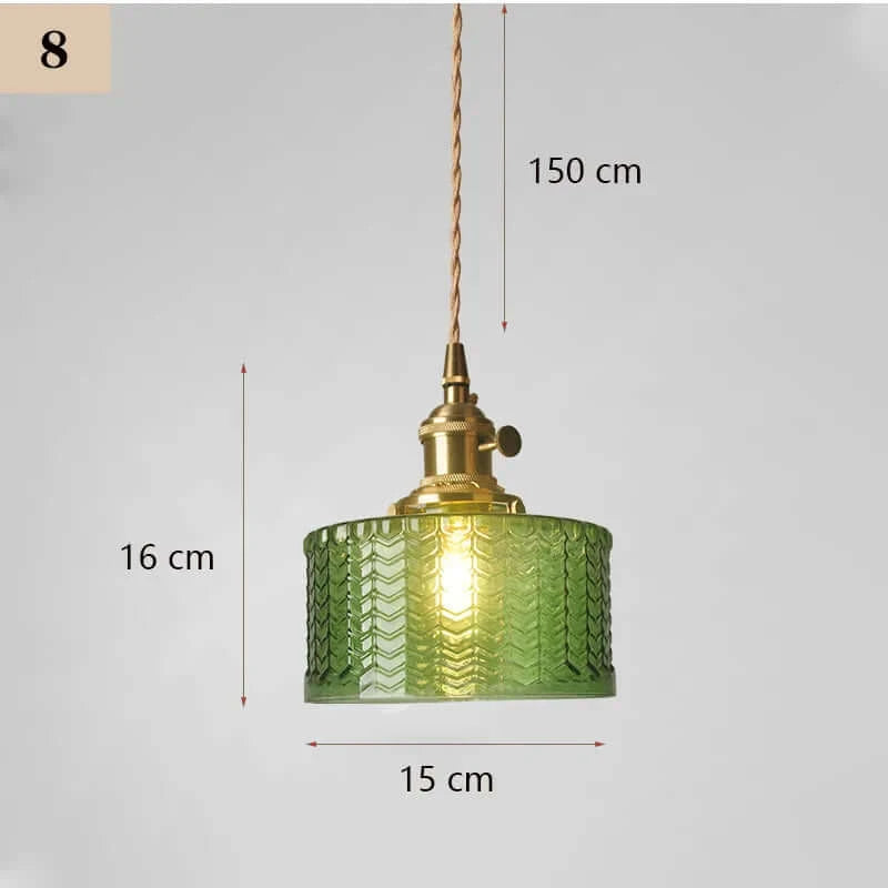 Classic Copper & Glass Floral Pendant Lamp