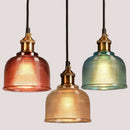Illuminate Your Space: Stained Glass Retro Glass Chandelier with colorful glass shades in red, amber, and blue.