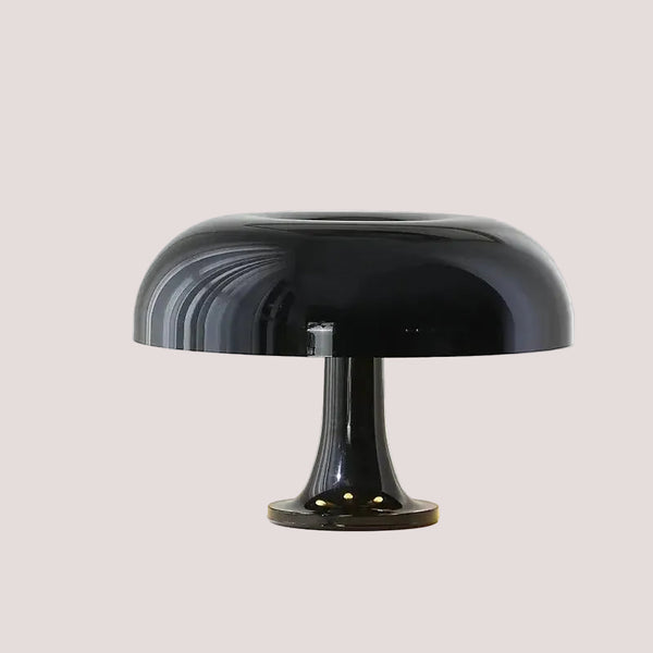 Italian 60s Lamp modern minimalist LED mushroom table lamp in black.