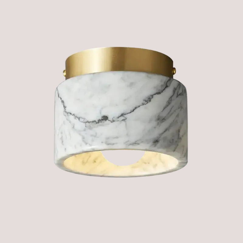 Italian Marble Downlight in Green or White Marble, elegant ceiling light with gold accents.
