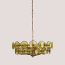 Luxurious  Glass Disc Chandelier – 50s Chic with amber glass discs, ideal for stylish dining rooms or living spaces.