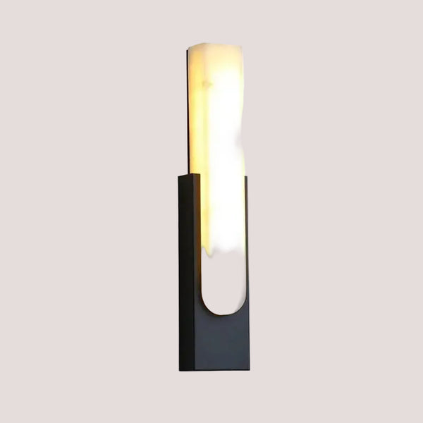 Luxury LED Marble Wall Lamp – Modern Sconce for Home & Hotel featuring a sleek black frame and warm LED light.