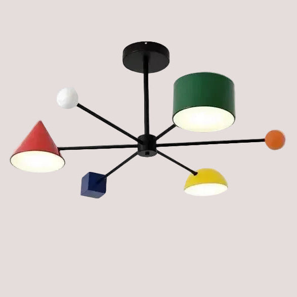 Magnificent Mid-Century Modern Colourful Ceiling Lamp featuring vibrant geometric shapes and colors.
