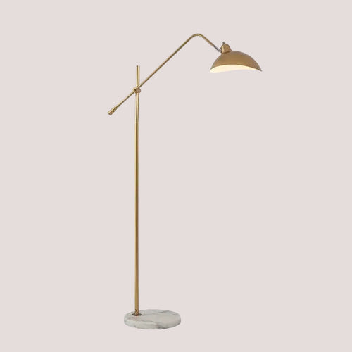 Marble Based 50s Floor Lamp - Vintage Modern Lighting with elegant gold finish and marble base.